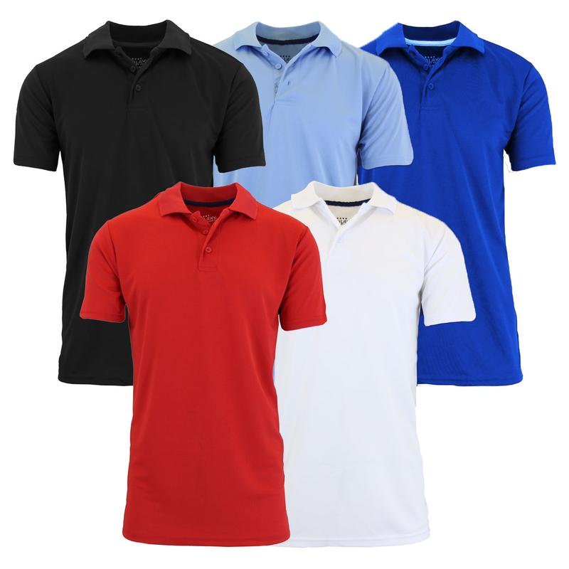 Men's 5-Pack Dry Fit Moisture-Wicking FabricPolo Collar Shirt Menswear Stylish Ribbed Sleeve