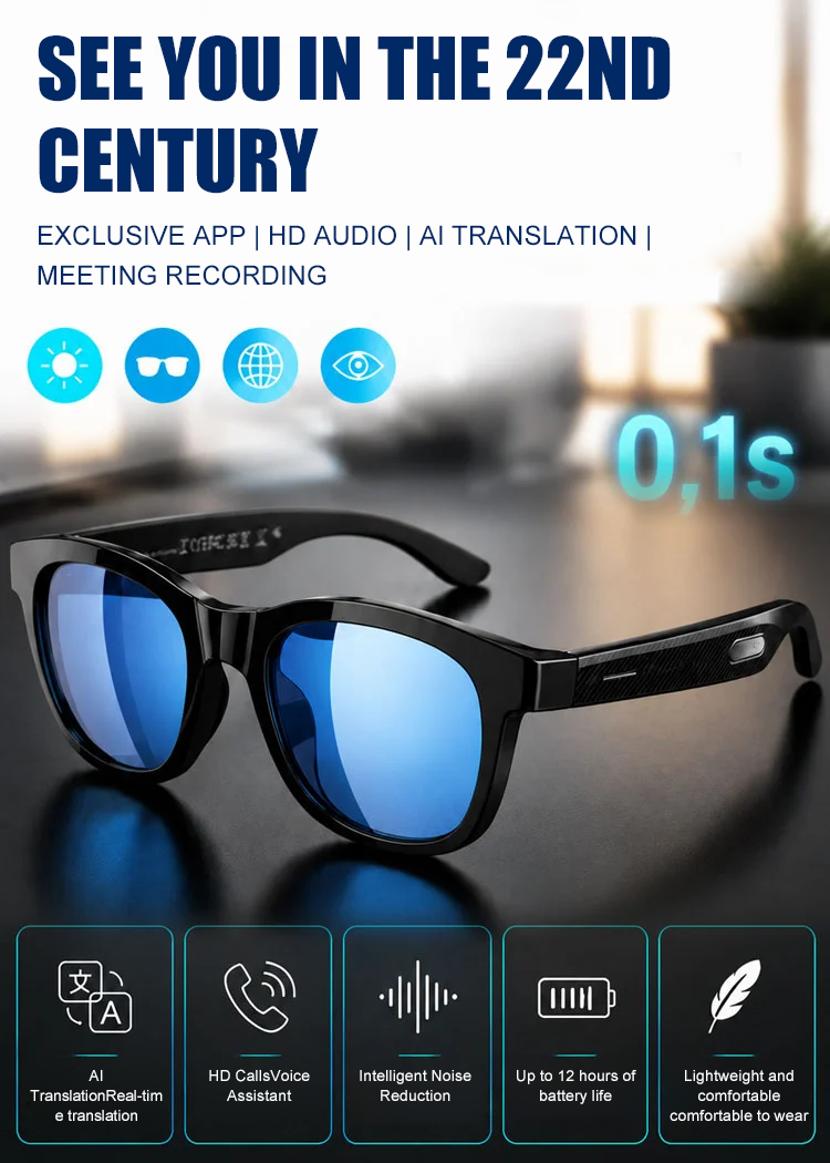 👍All-in-One AI Smart Eyewear: Crystal Clear Any Distance + Live Translator & AR Nav