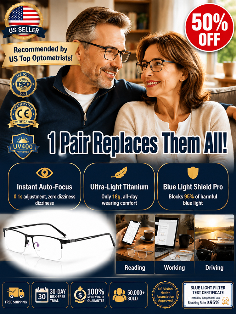 👍Ultra-Light Titanium Smart Progressive Readers: Auto-Focus & Photochromic Lenses