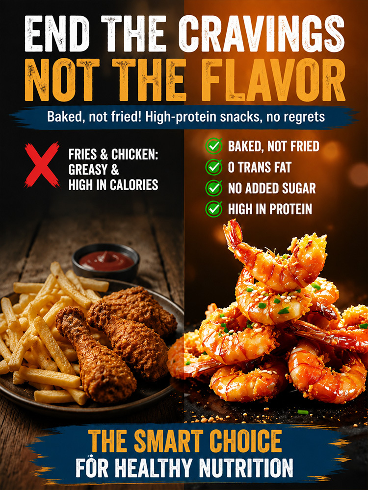  Wild‑Caught Alaskan Crispy Shrimp Snack | Non‑Fried Low‑Carb Seafood Treat