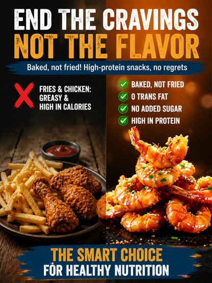  Wild‑Caught Alaskan Crispy Shrimp Snack | Non‑Fried Low‑Carb Seafood Treat