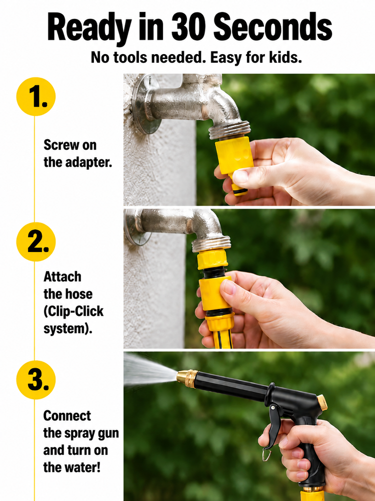 Hose‑Powered High‑Pressure Washer Nozzle | No‑Gas No‑Electric Garden Hose Cleaning Tool