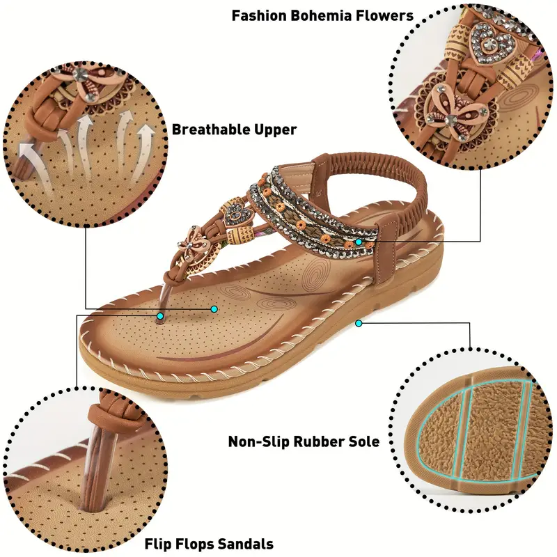 🔥Hot Sale🔥Women's Boho Butterfly Rhinestone Orthopedic Sandals-Comfort & Reliable