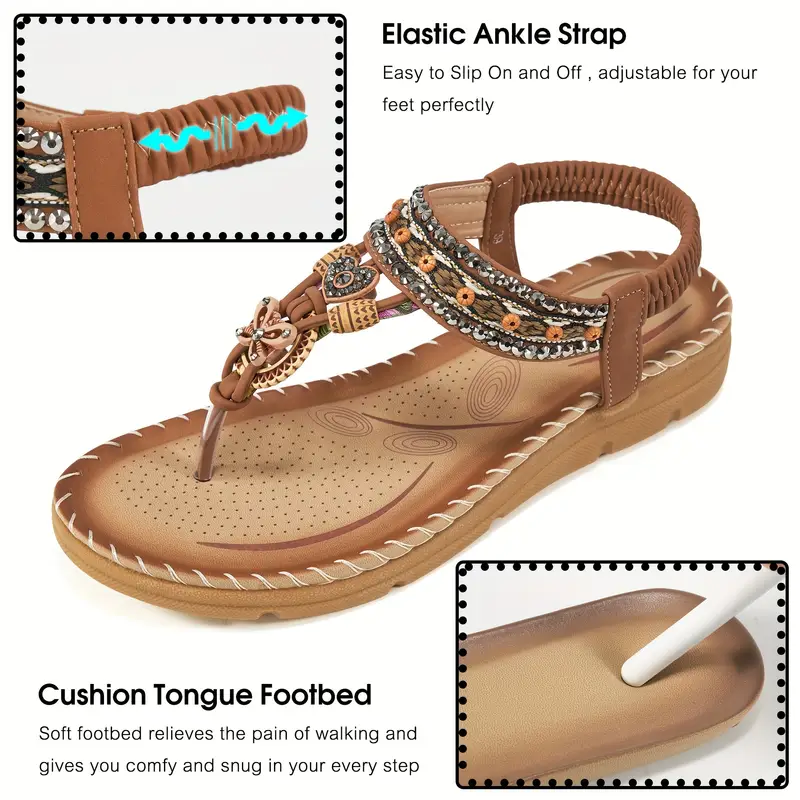 🔥Hot Sale🔥Women's Boho Butterfly Rhinestone Orthopedic Sandals-Comfort & Reliable