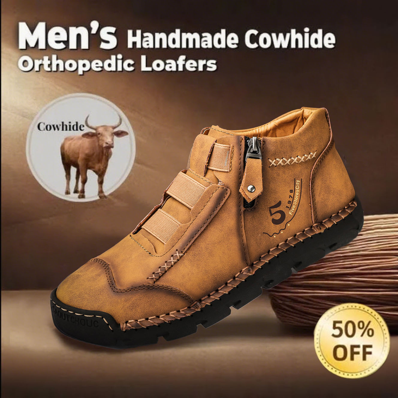 🔥LAST DAY 70% OFF🔥Men's genuine leather waterproof non-slip fashionable orthopedic shoes-Comfort & Reliable