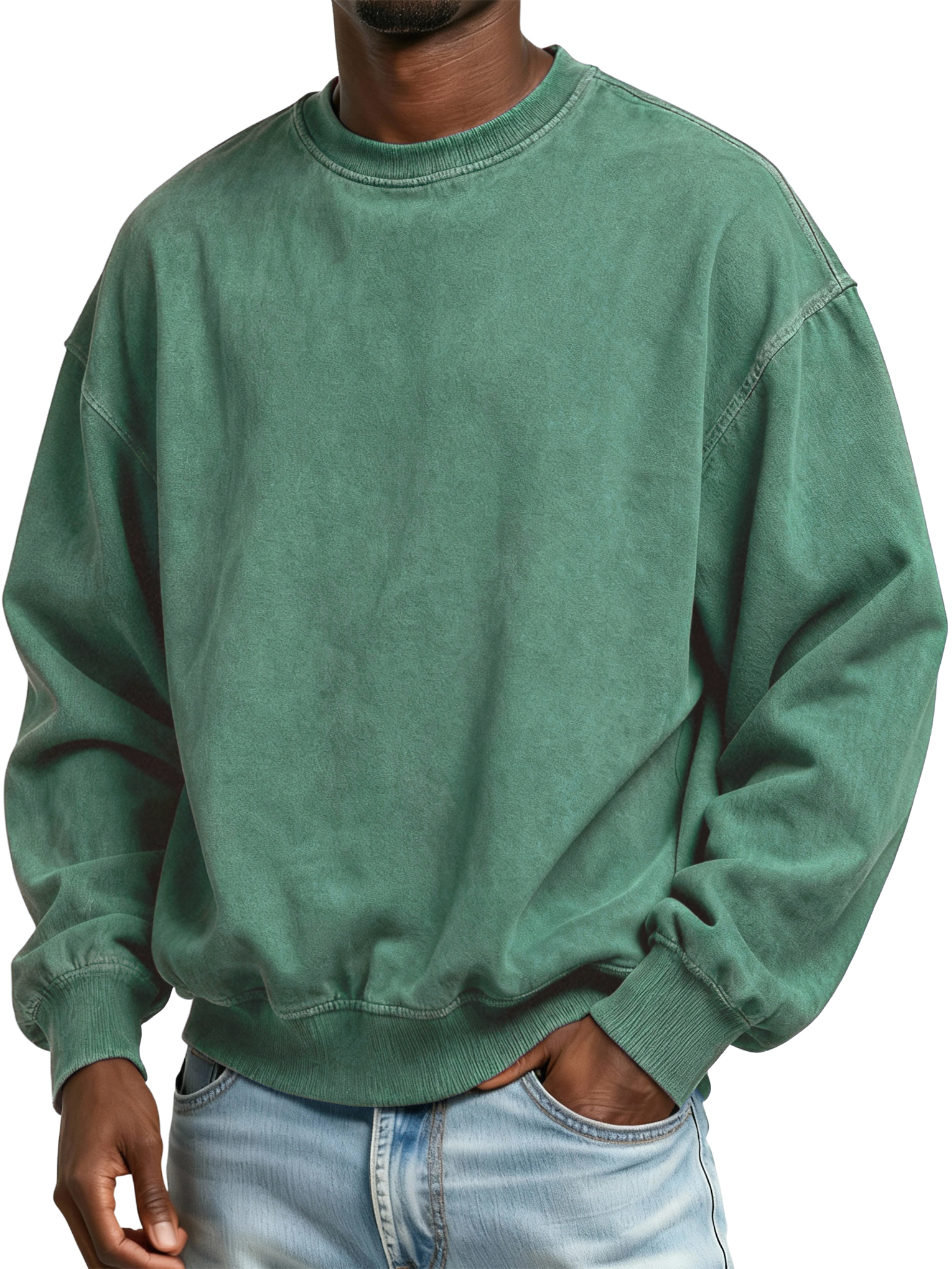 Men's Vintage Washed Distressed Batik Cotton Crew Neck Long Sleeve Sweatshirt-Comfort & Reliable