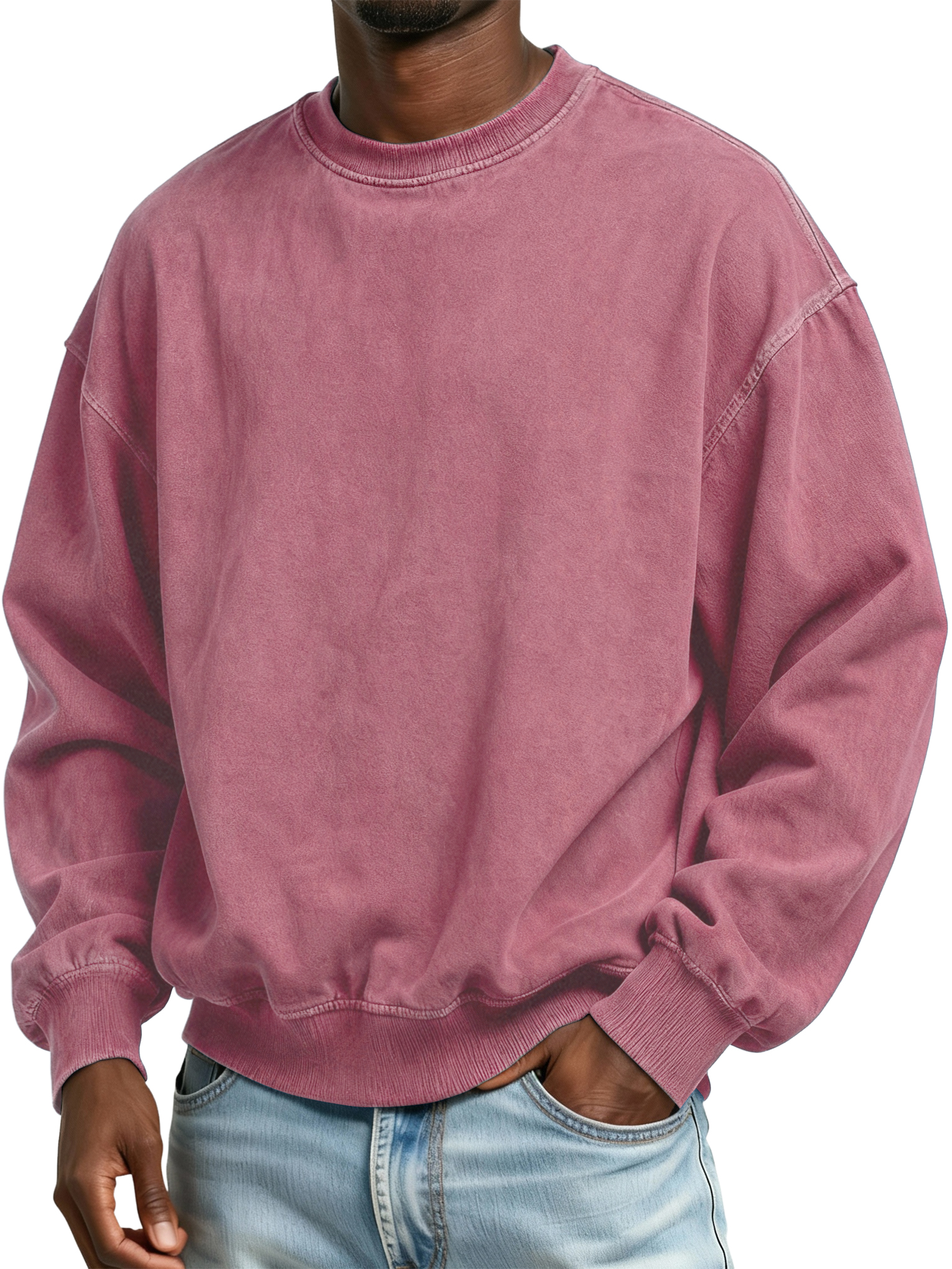 Men's Vintage Washed Distressed Batik Cotton Crew Neck Long Sleeve Sweatshirt-Comfort & Reliable