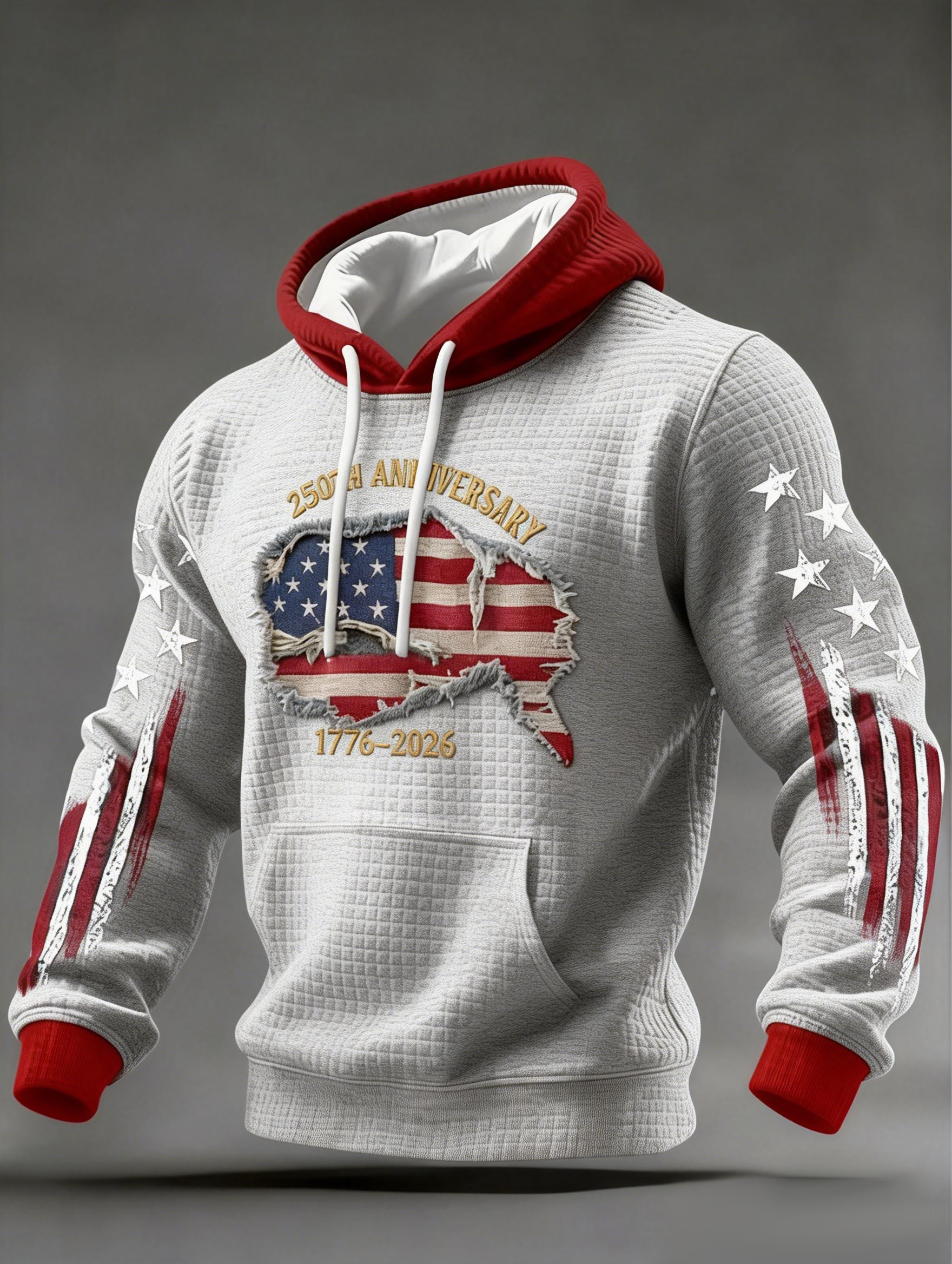 Men’s 250th Anniversary Patriotic Hoodie – USA Flag Graphic Pullover (1776–2026)-Comfort & Reliable
