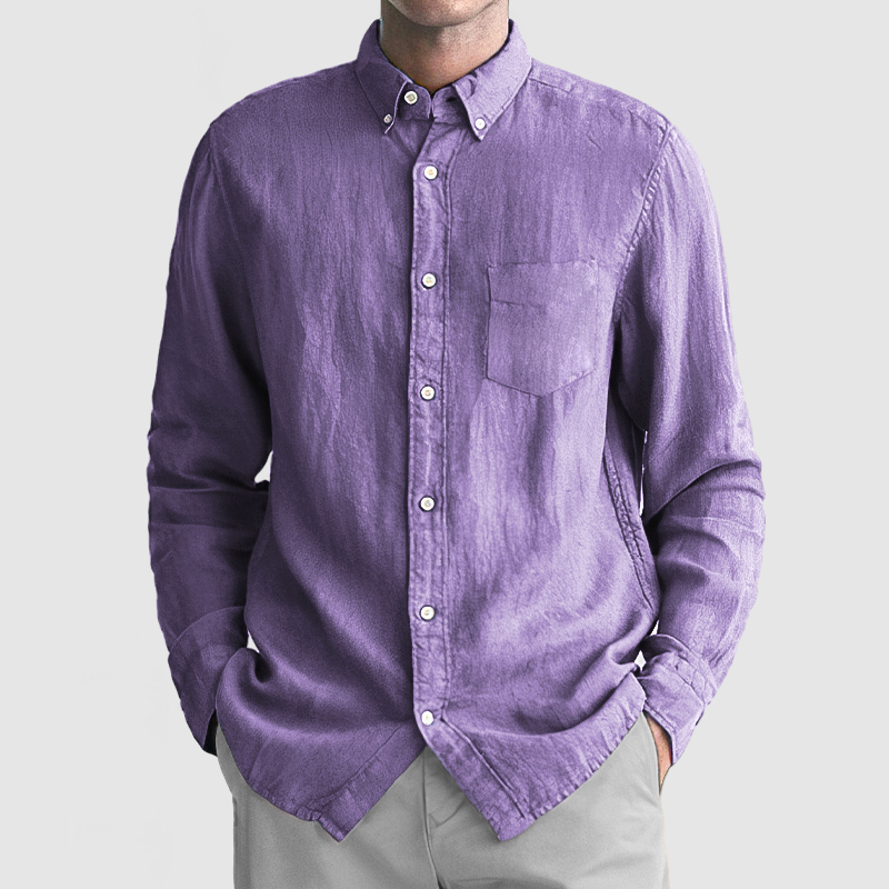 Men's Basic Casual Cotton Linen Pocket Shirt-Comfort & Reliable