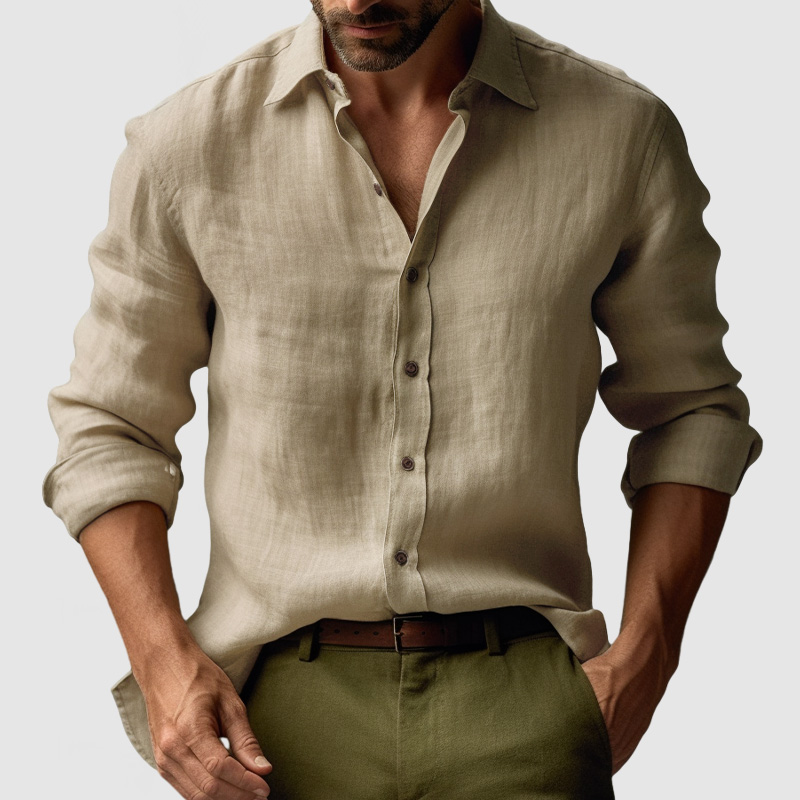 Men's Vintage Cotton Linen Long Sleeve Shirt-Comfort & Reliable