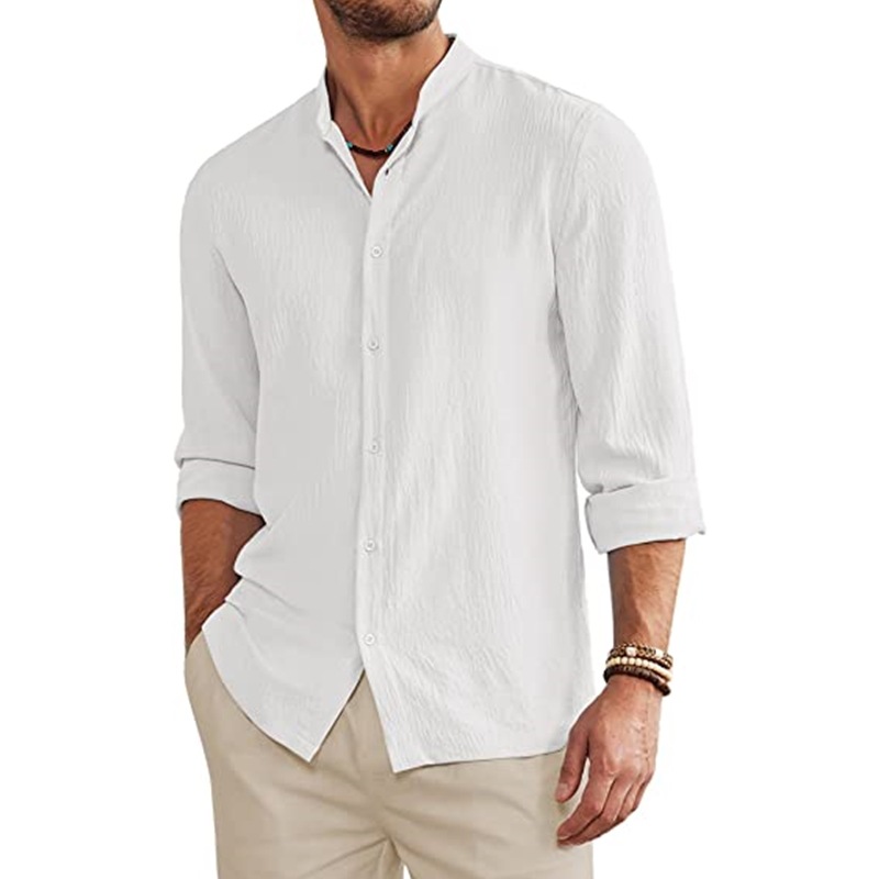 Men's new summer collage linen cardigan long sleeve shirt-Comfort & Reliable