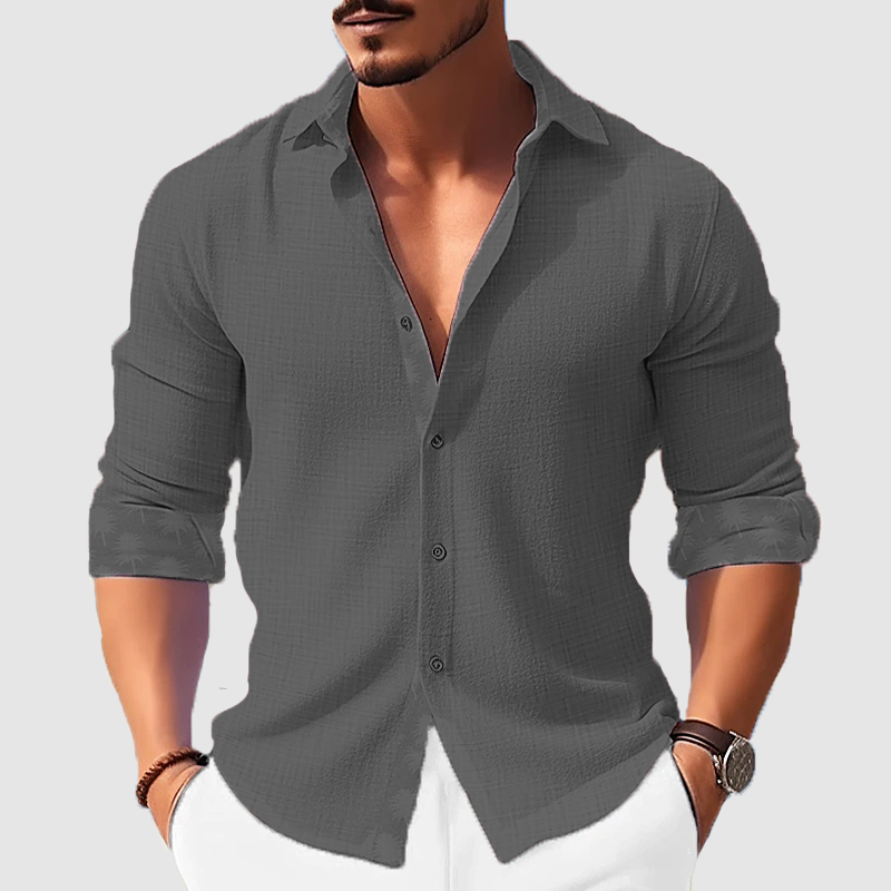 Men's shirt autumn men's cotton linen shirt long sleeve lapel shirt-Comfort & Reliable