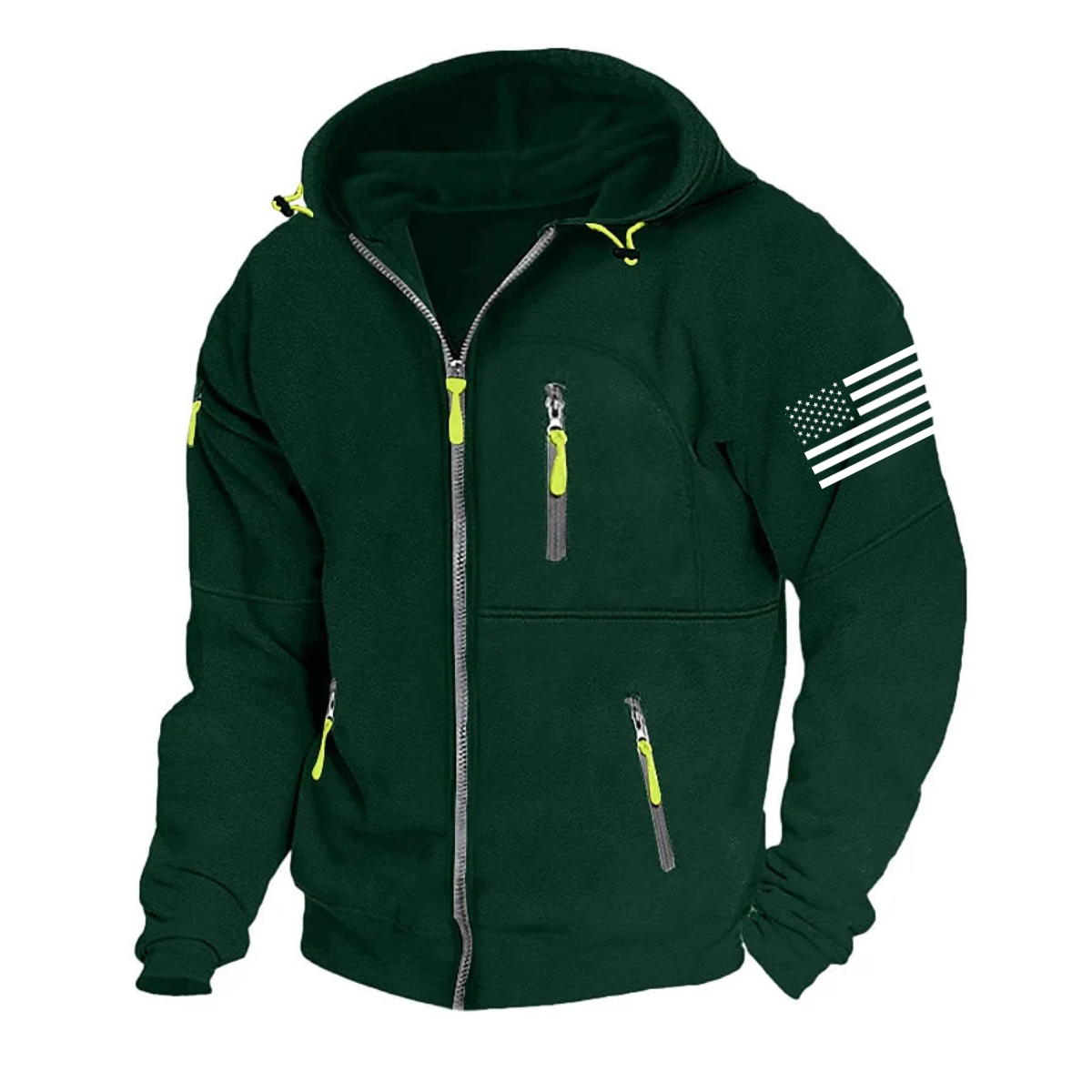 Men's American Flag Hoodie Jacket Zip Up Vacation Streetwear Fleece Hoodie-Comfort & Reliable