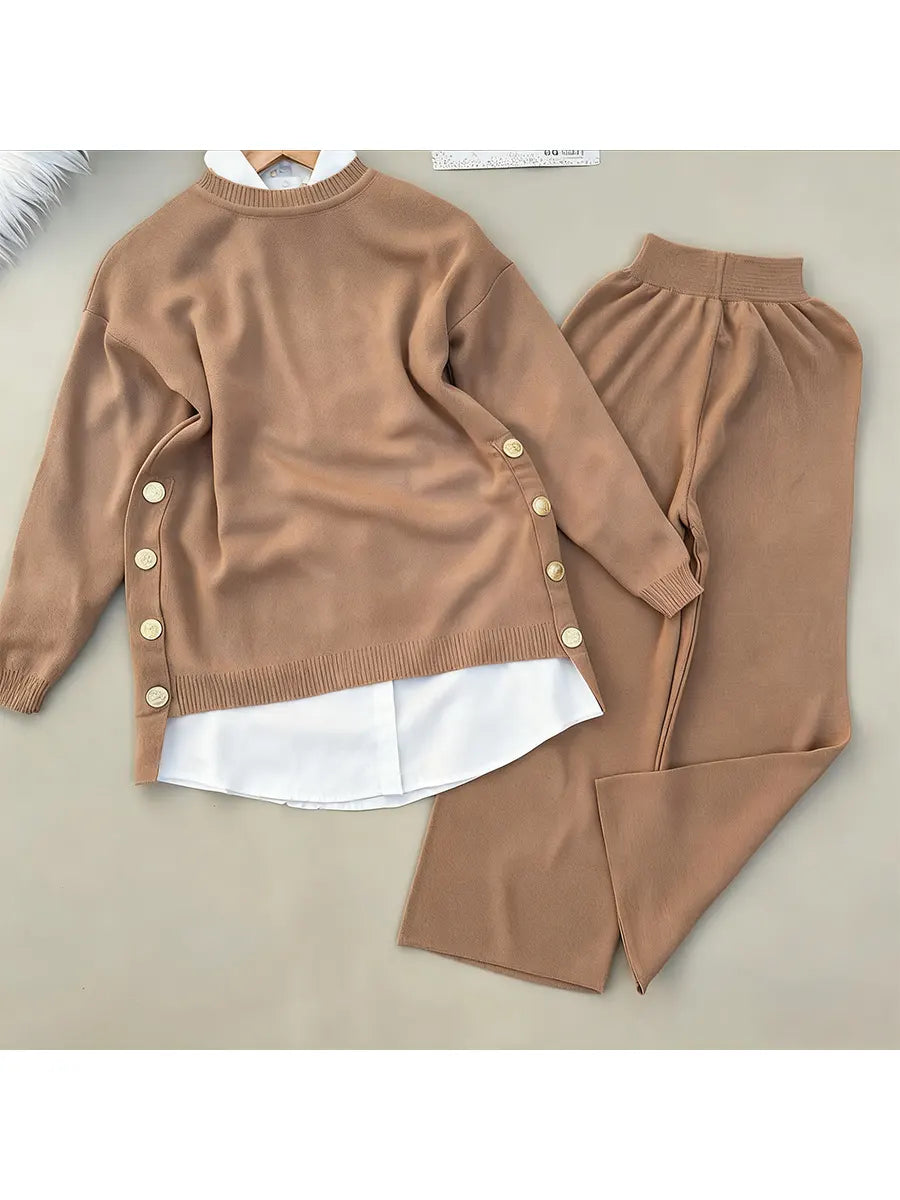 💛Women's Comfortable Two-Piece Pullover Sweater and Pants Set