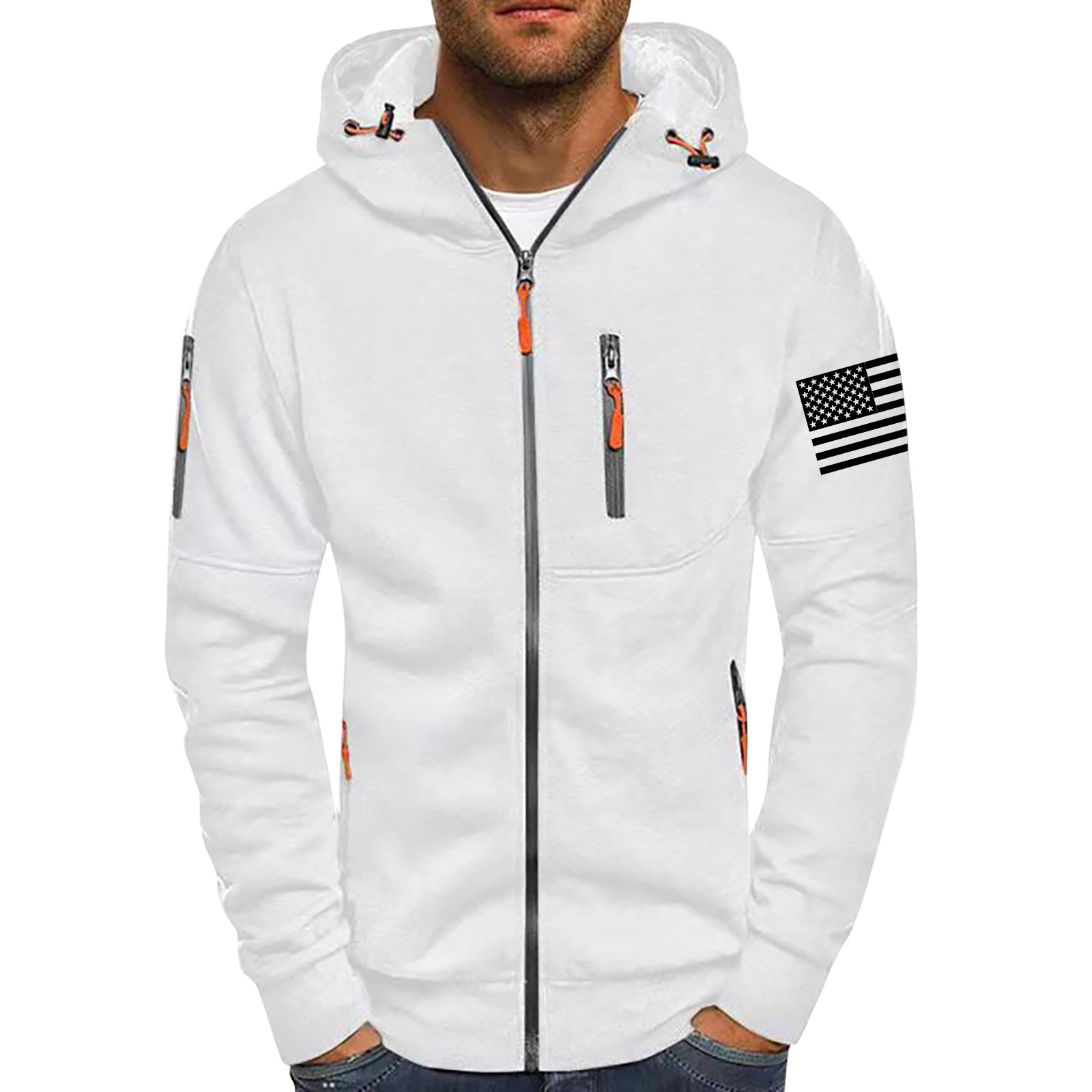 Men's American Flag Hoodie Jacket Zip Up Vacation Streetwear Fleece Hoodie-Comfort & Reliable