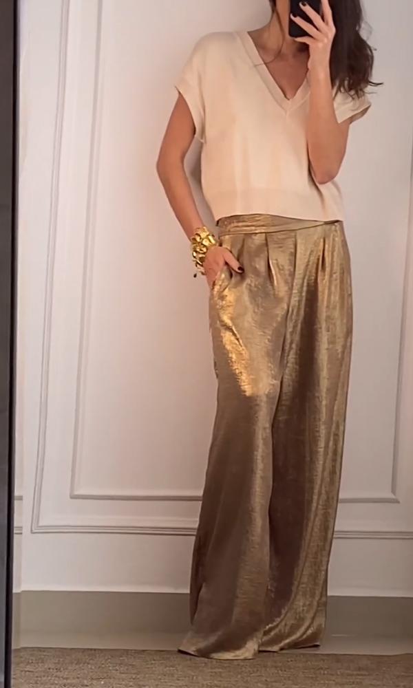 Women's Smooth Satin Half-sleeved Top and Pant Suit Two-piece-Comfort & Reliable