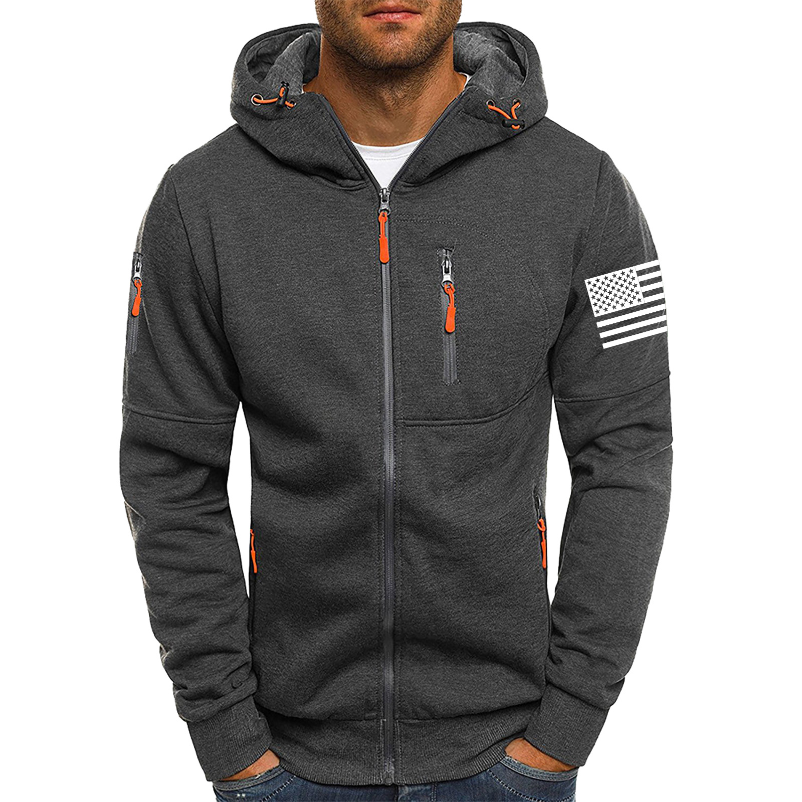 Men's American Flag Hoodie Jacket Zip Up Vacation Streetwear Fleece Hoodie-Comfort & Reliable