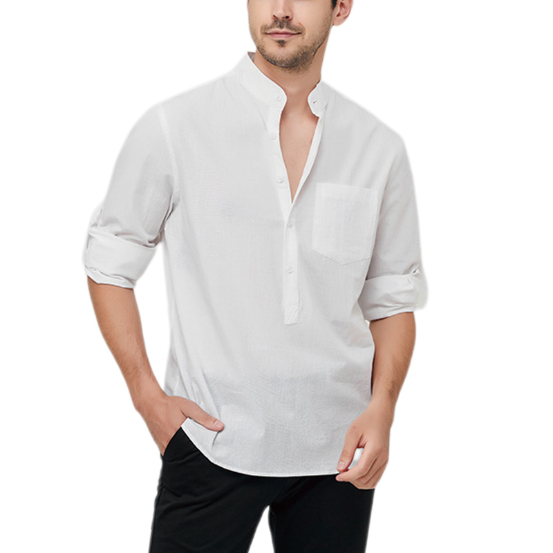 Men's Cotton Henley Vacation Shirt-Comfort & Reliable