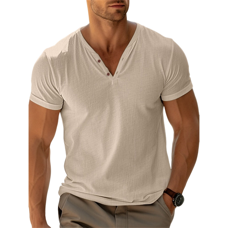 Mens Summer Casual Beach Solid Color T Shirt-Comfort & Reliable