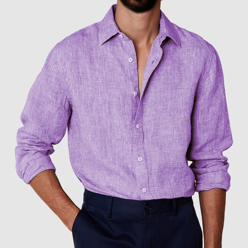 Men's cotton and linen anti-wrinkle shirt-Comfort & Reliable