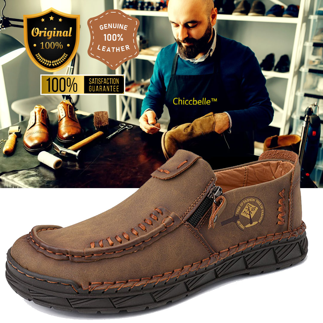 🔥LAST DAY 70% OFF🔥Premium Leather Loafers - Arch Support, Shock Absorption, Easy Side Zip-Comfort & Reliable