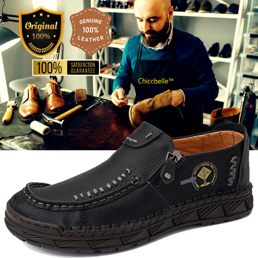 🔥LAST DAY 70% OFF🔥Premium Leather Loafers - Arch Support, Shock Absorption, Easy Side Zip-Comfort & Reliable