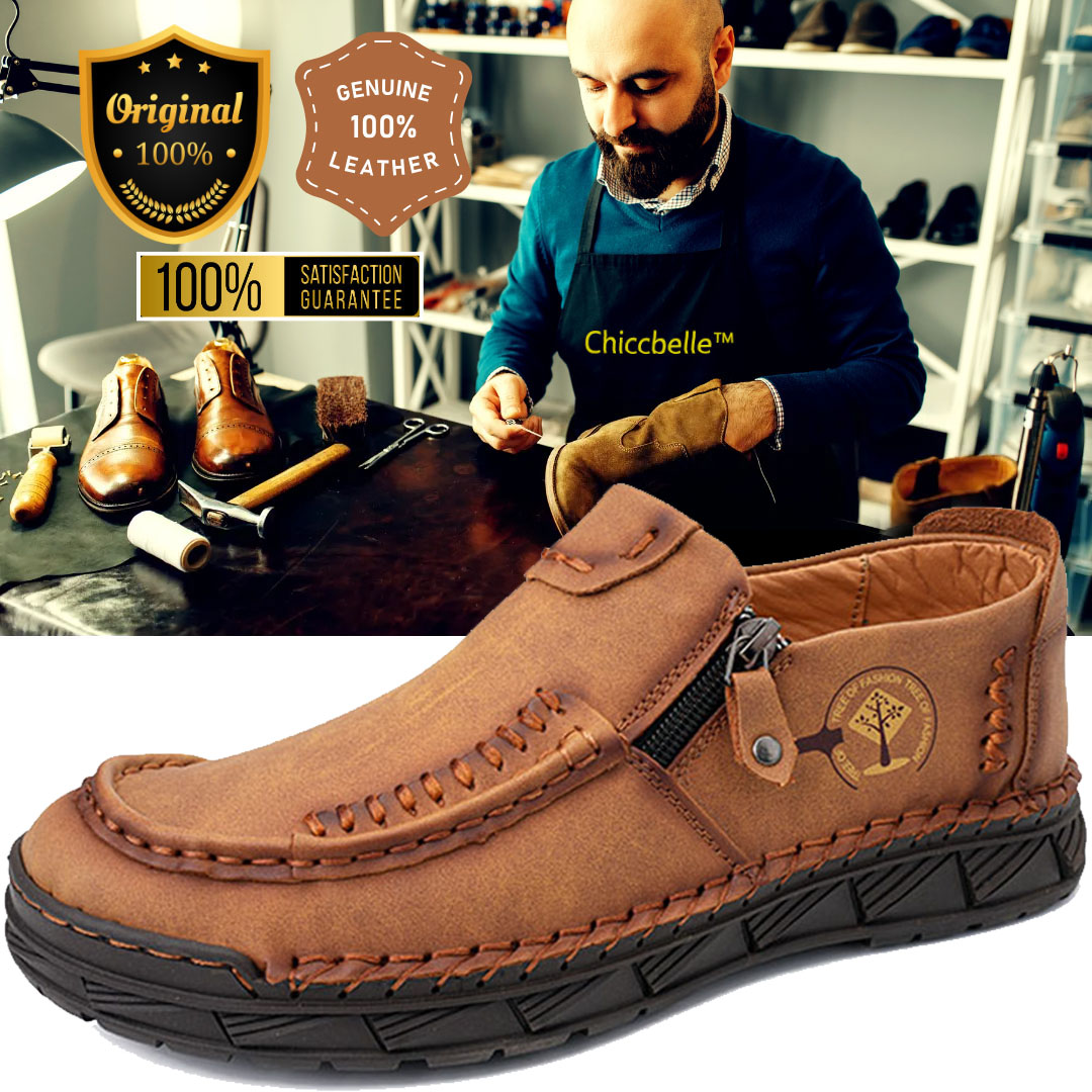 🔥LAST DAY 70% OFF🔥Premium Leather Loafers - Arch Support, Shock Absorption, Easy Side Zip-Comfort & Reliable