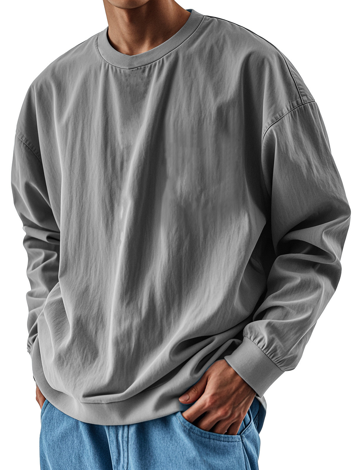 Premium Vintage Pleated T-Shirt for Men – Long Sleeves, Wrinkle-Resistant Fabric and a Perfect Fit