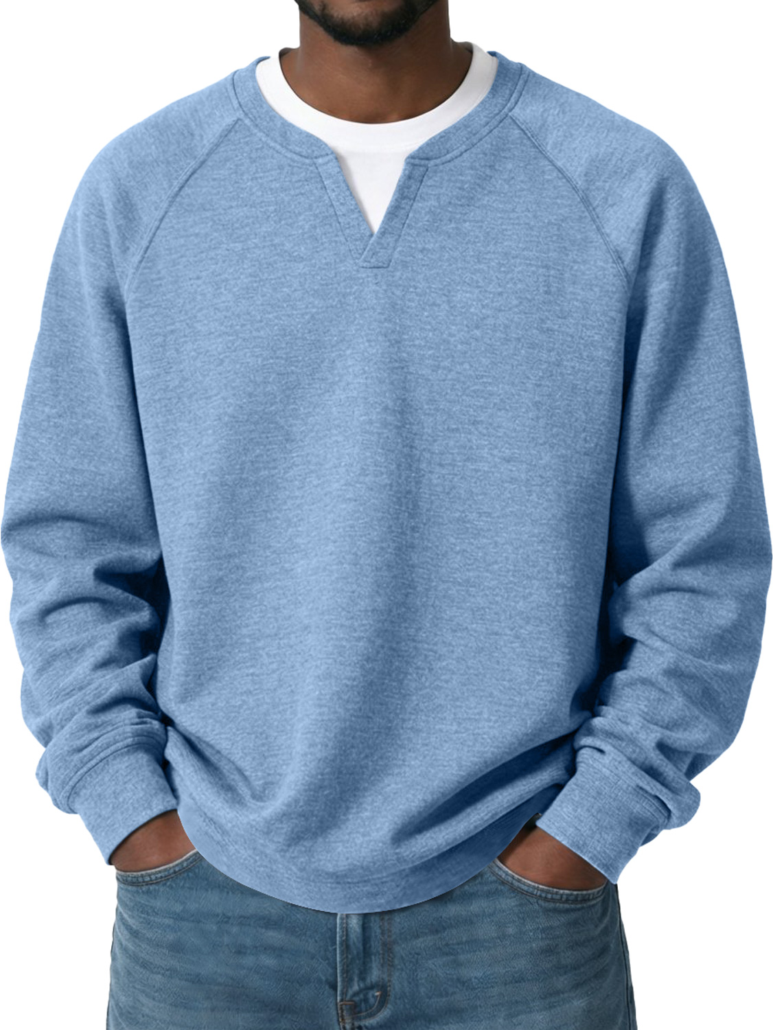 Men's Everyday Casual Comfortable Long-sleeved T-shirt With A Faux Two-piece Design And Raglan Sleeves-Comfort & Reliable