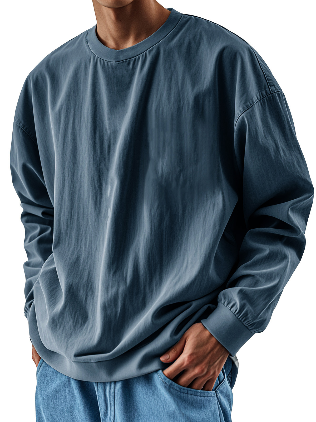 Premium Vintage Pleated T-Shirt for Men – Long Sleeves, Wrinkle-Resistant Fabric and a Perfect Fit