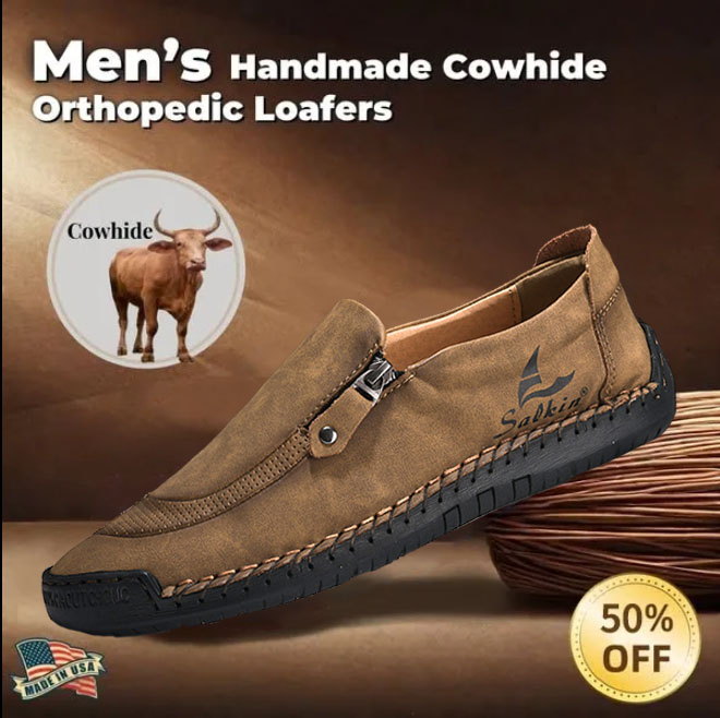 Last day 50% off 🔥⏱️Christmas sale⏱️🔥Men's genuine calfskin slip-on loafers-Comfort & Reliable