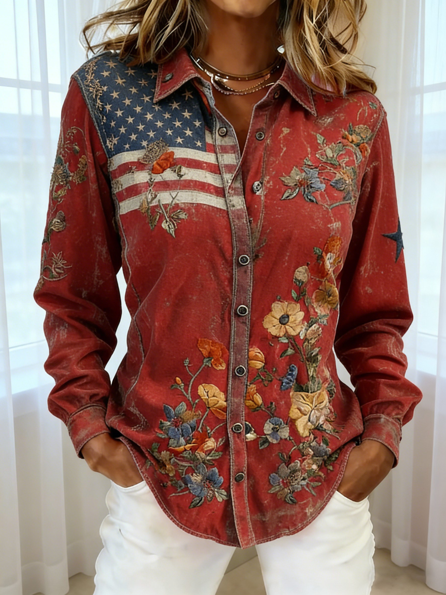 New Arrival 🔥 Women's Casual American 250th Anniversary Print Vintage Shirt-Comfort & Reliable