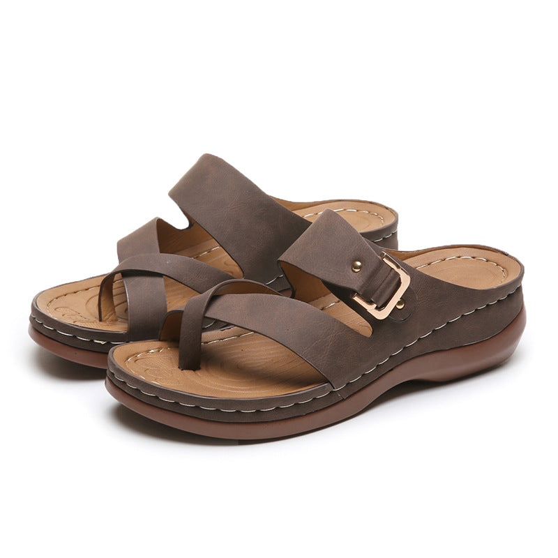 Women's Summer Fashion Simple Casual Slope Heel Slippers-Comfort & Reliable