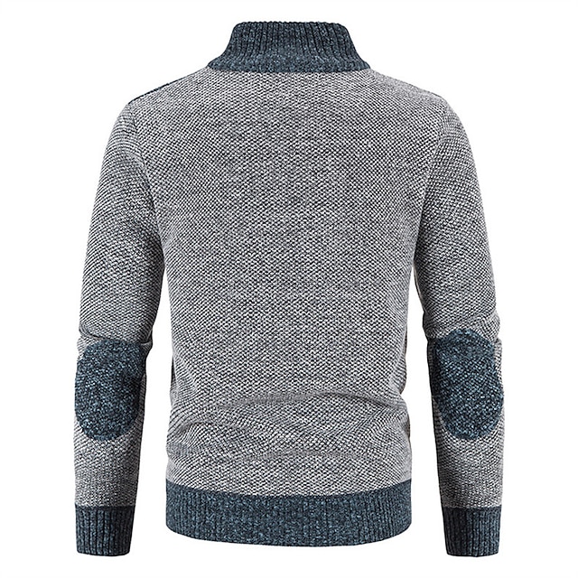 Men's colorblocked stand-up collar warm cashmere jacket-Comfort & Reliable