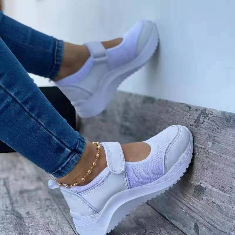 Casual Breathable Velcro Thick-Sole Cutout Mesh Walking Shoes-Comfort & Reliable
