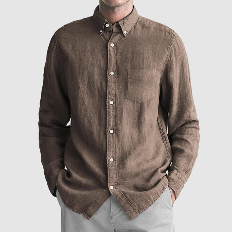 Men's Basic Casual Cotton Linen Pocket Shirt-Comfort & Reliable