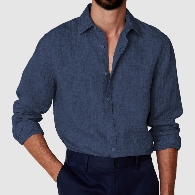 Men's cotton and linen anti-wrinkle shirt-Comfort & Reliable
