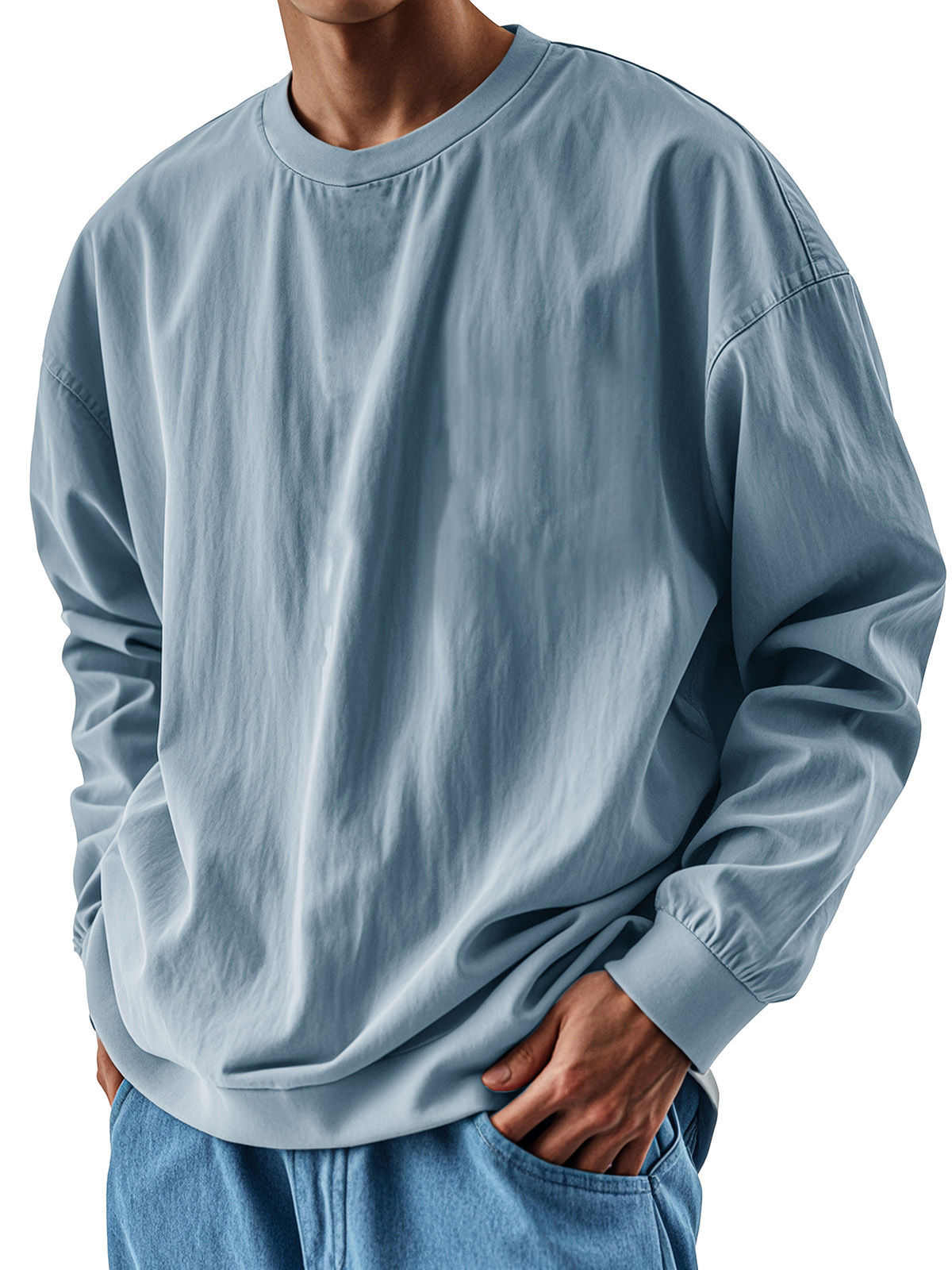 Premium Vintage Pleated T-Shirt for Men – Long Sleeves, Wrinkle-Resistant Fabric and a Perfect Fit