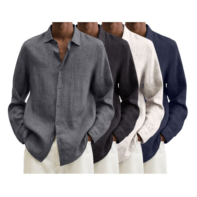 Men's Linen Long Sleeve Shirt-Comfort & Reliable