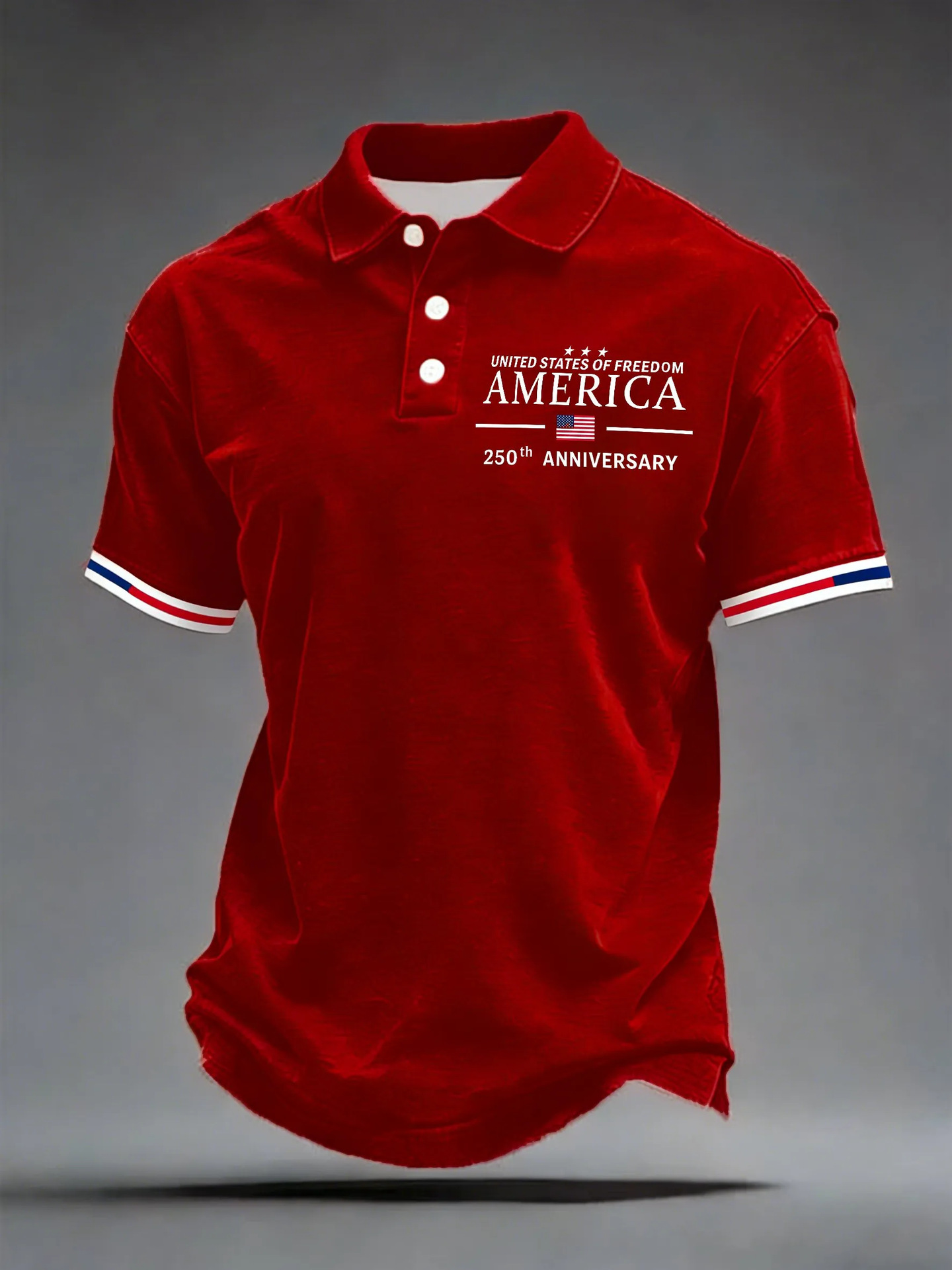 Men's American 250th Anniversary Print Casual Polo Shirt