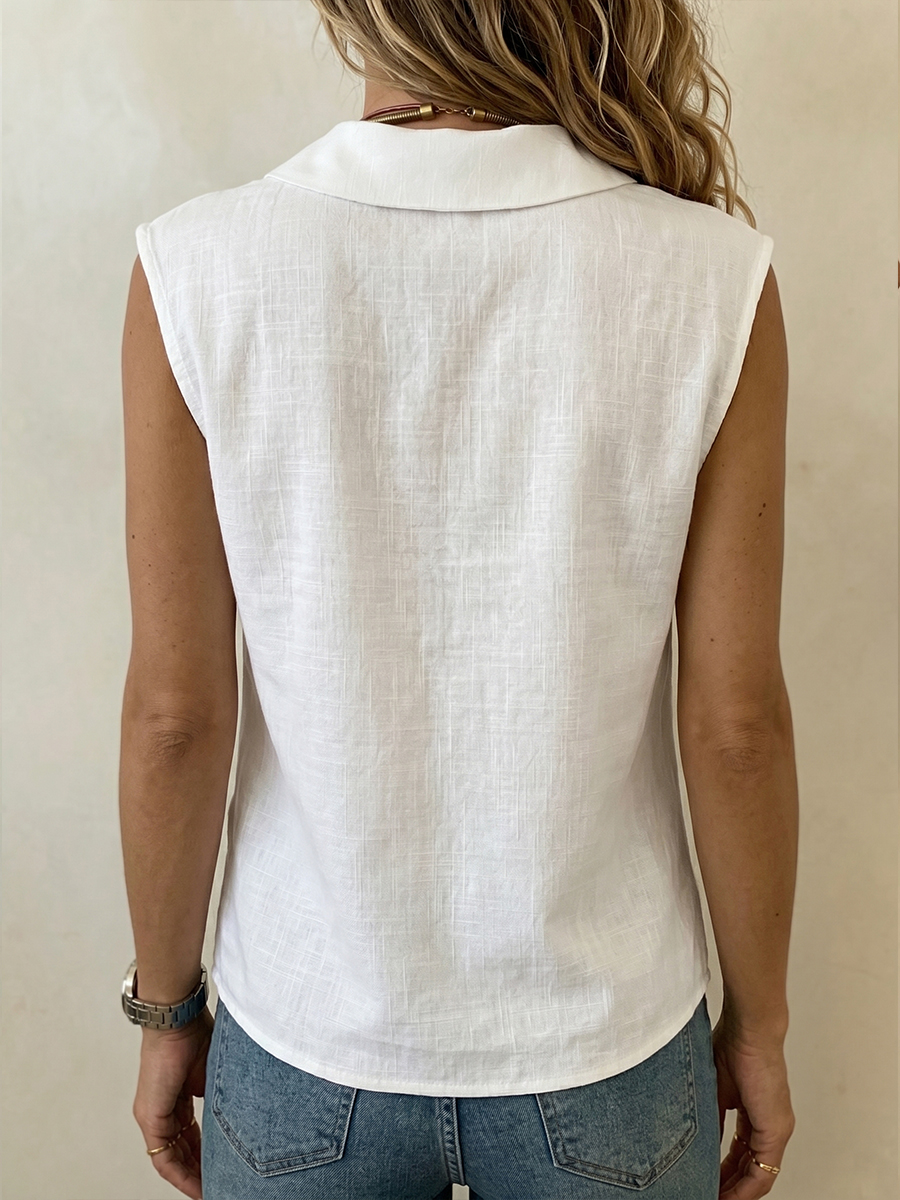 Women's lapel Sleeveless Cardigan Top