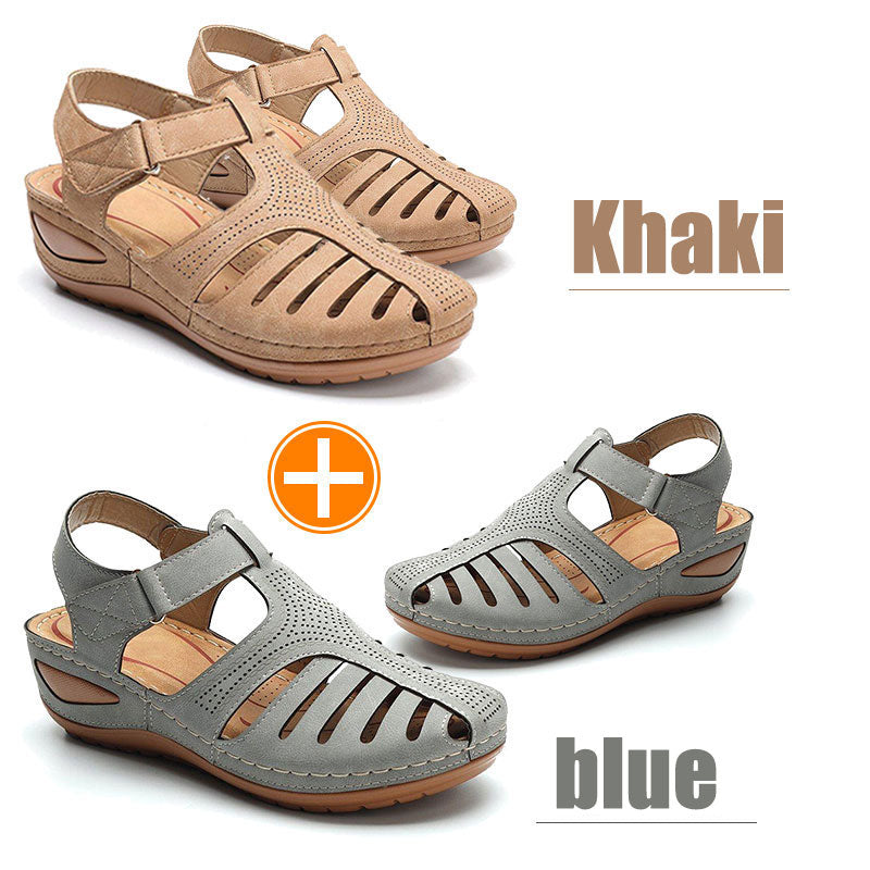 Women Hollow Out Breathable Wedges Thick Sole Buckle Sandals-Comfort & Reliable