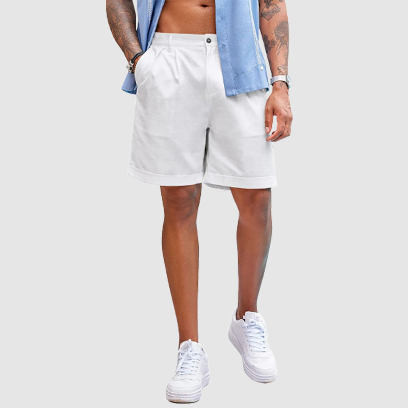 Men’s Linen Shorts Classic Fit Casual Elastic Waist Summer Beach Shorts-Comfort & Reliable