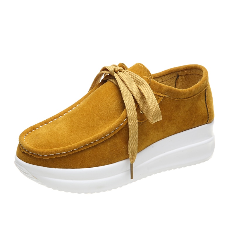 Platform shoes leather suede plush slip on-Comfort & Reliable