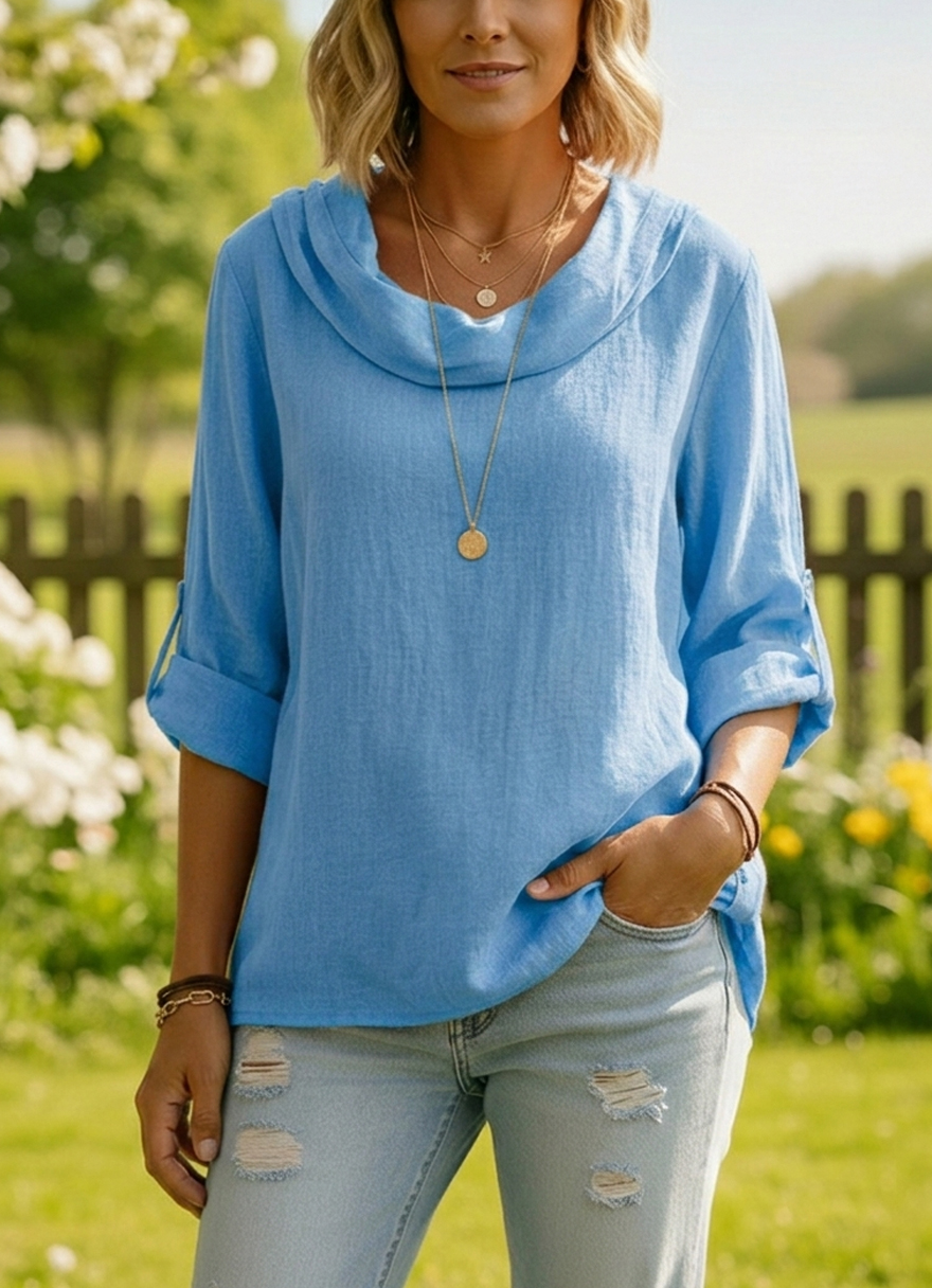 New Arrivals🔥 Linen Cotton Stacked Collar Top