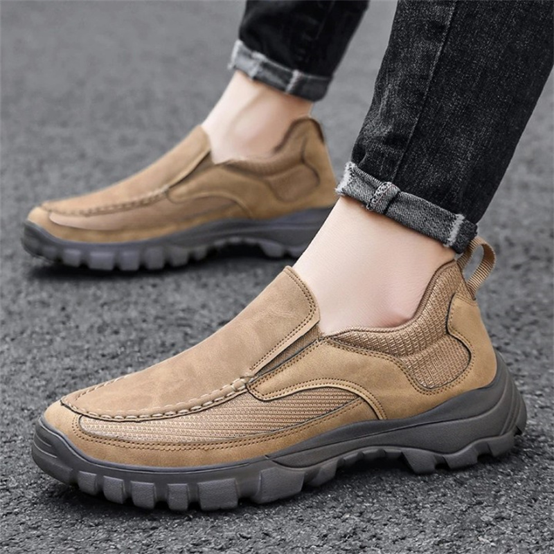 (Medical Certification) Men's Orthopedic Genuine Leather Shoes for Diabetics, Arch Support Hiking Shoes for Plantar Fasciitis-Comfort & Reliable