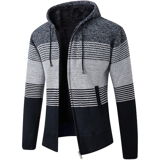 Men's Colorblocked Hooded Warm Cashmere Jacket-Comfort & Reliable
