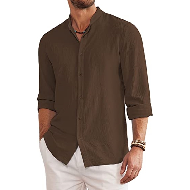 Men's new summer collage linen cardigan long sleeve shirt-Comfort & Reliable