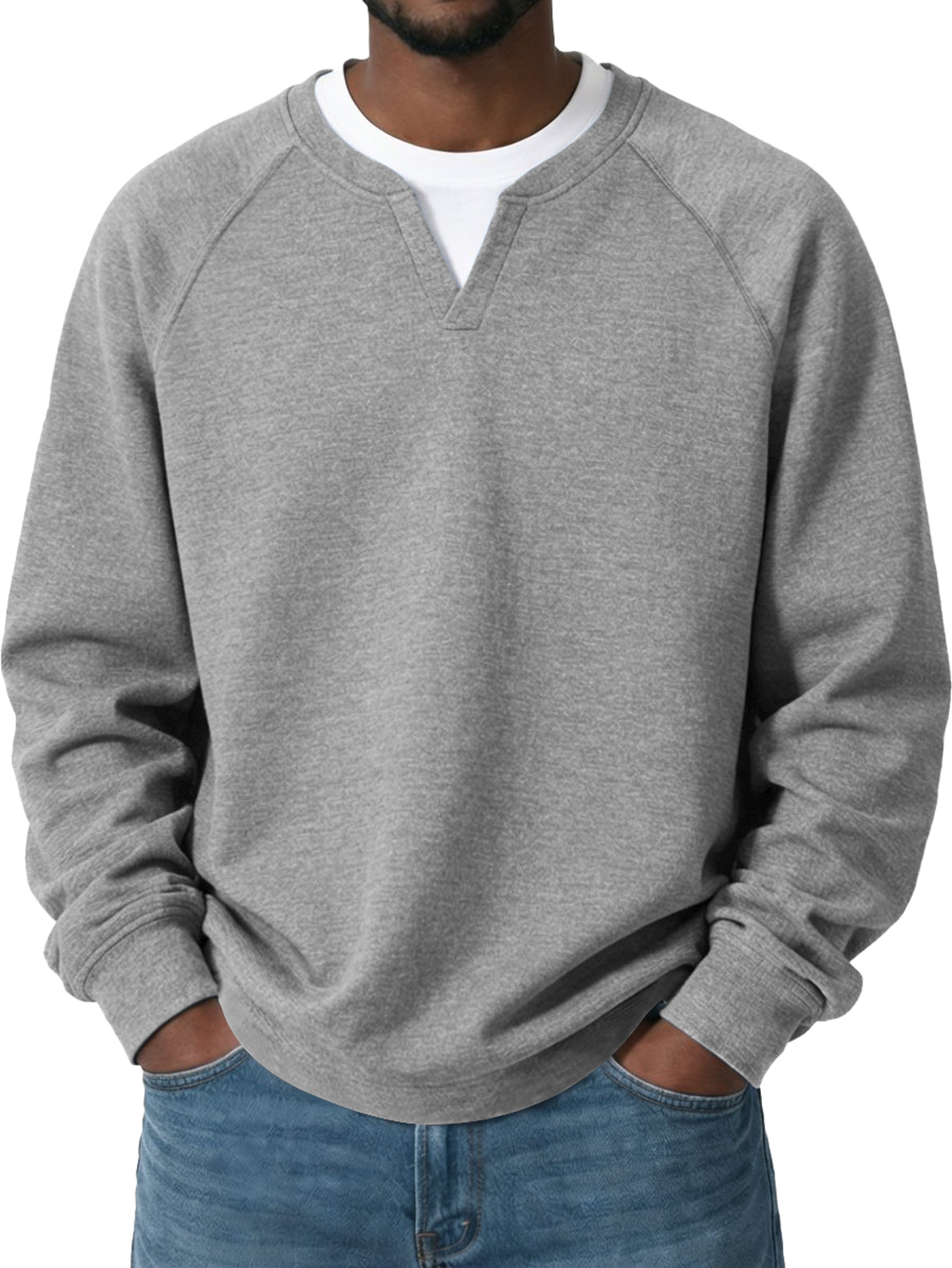 Men's Everyday Casual Comfortable Long-sleeved T-shirt With A Faux Two-piece Design And Raglan Sleeves-Comfort & Reliable