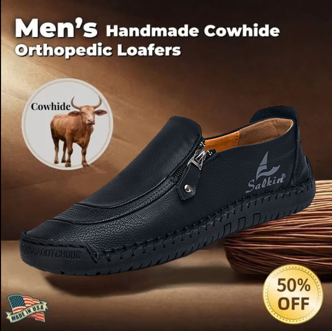 Last day 50% off 🔥⏱️Christmas sale⏱️🔥Men's genuine calfskin slip-on loafers-Comfort & Reliable